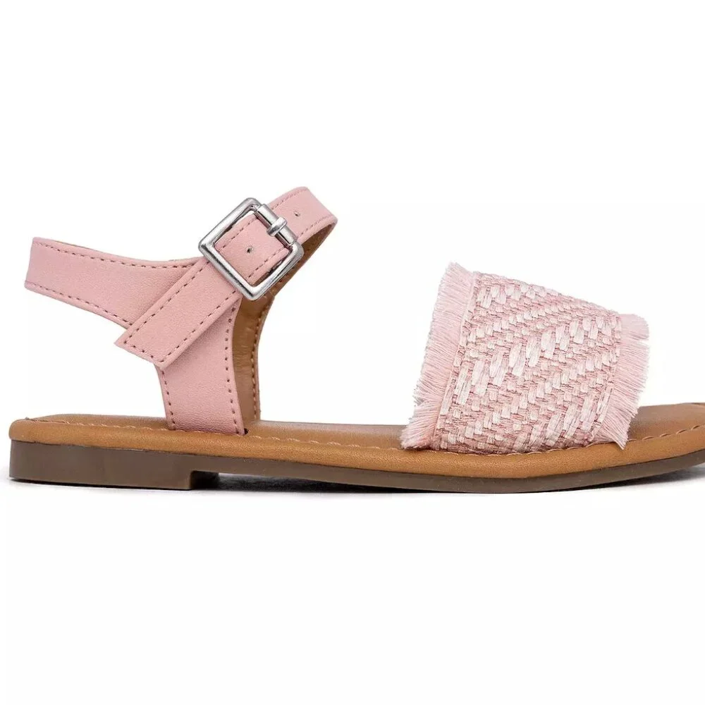NIB Sugar Girl's Youth Size 4 Kid's Santine 2 Pink Flat Sandals Ankle Strap